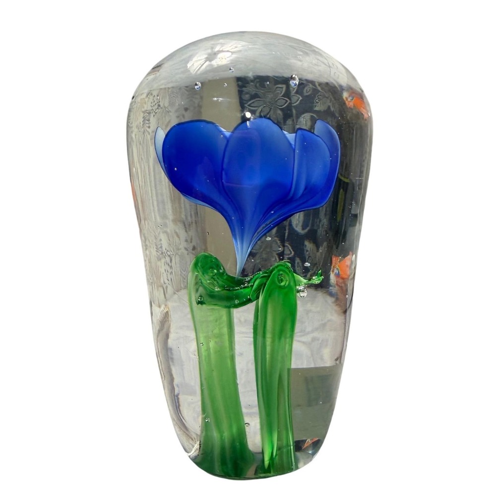 Hand‎ Blown Art Glass Flower Paperweight Dynasty Gallery Heirloom Collectibles
